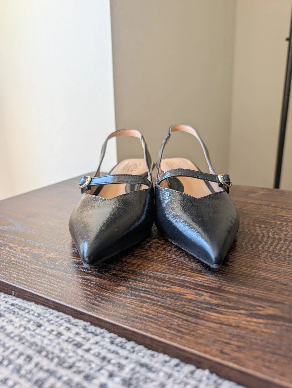 Naturalizer Grayson Black Faux Leather Slingback Kitten Heel Dress Shoes